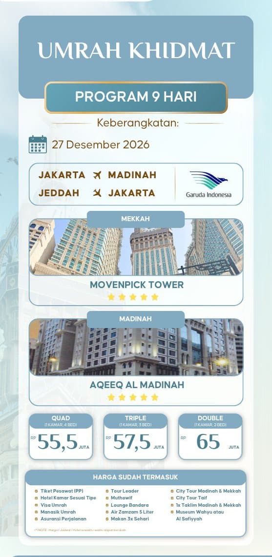 Umrah Khidmat Akhir Tahun 27 Desember 2026